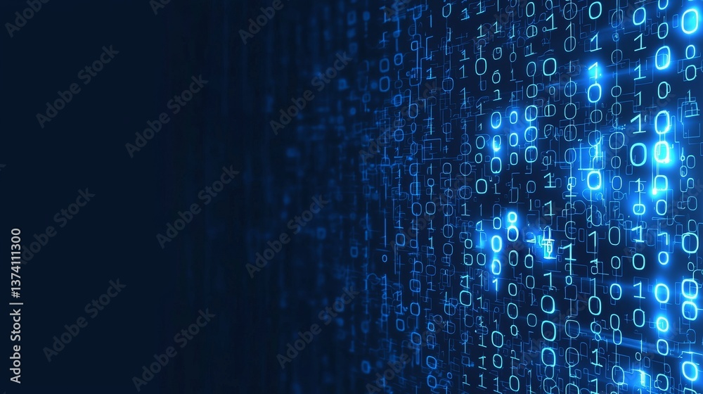 Wall mural the concept of digital cyberspace features particles and connections within a digital data network