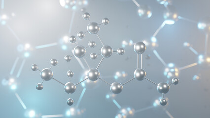 emylcamate molecular structure, 3d model molecule, anxiolytic structural chemical formula view from a microscope