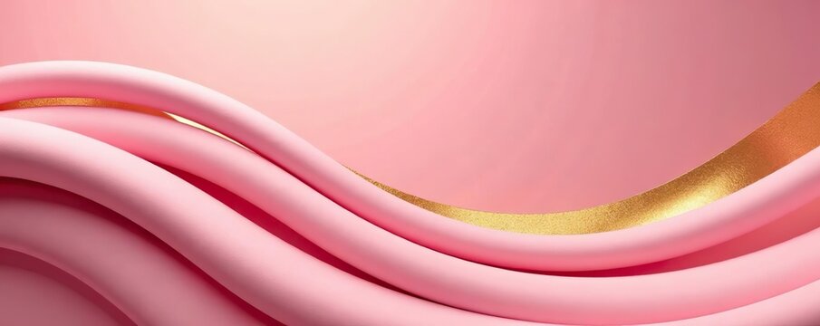 Luxurious 3D abstract background with golden lines and pink shades Modern template design for deluxe projects,  template,  line