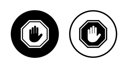 Obraz premium Stop icon logo design. stop road sign. hand stop sign and symbol. Do not enter stop red sign with hand