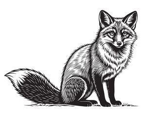 Obraz premium fox engraving vector illustration