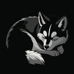 Siberian Husky Dog Head Shape Vector Illustration