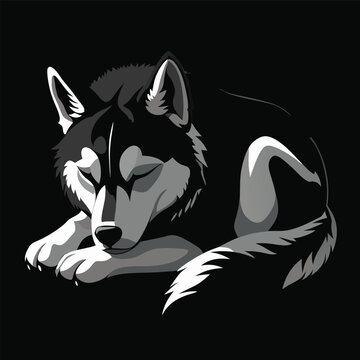Siberian Husky Dog Head Shape Vector Illustration