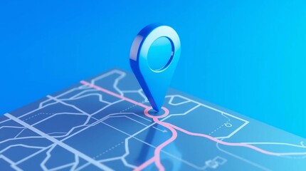 Blue Pin GPS Tracking Map - AI Generated Navigation Concept