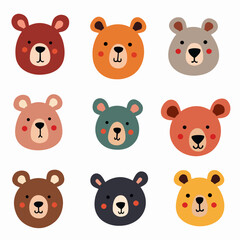 Tiger cartoon set collection, bear cartoon vector Illustrations on a white background