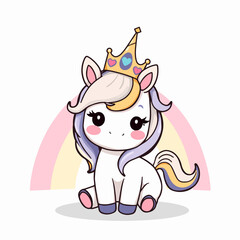 Cute unicorn cartoon illustration