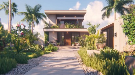 Modern Tropical Home Entrance