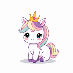 Cute unicorn cartoon illustration