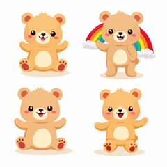 Cute teddy bear on a rainbow. Vector illustration of a cartoon, Set teddy bear on a rainbow	