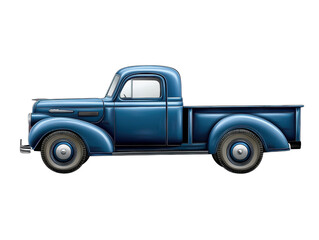 Isolated Classic Blue Pickup Truck