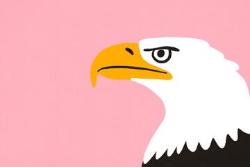 Bold eagle portrait against a vibrant pink backdrop