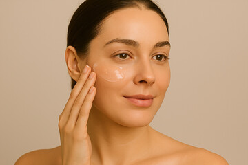 Applying moisturizing gel to face – lumisoothe skin（ルミスーズスキン）シリーズ