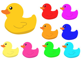 Large set of colorful ducks vector
Vector rubber ducks of different colors eps