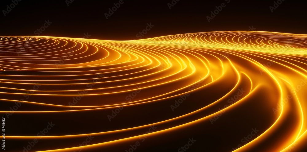 Poster a dark tunnel features neon sci fi lines that glow, with reflections visible on both the floor and t