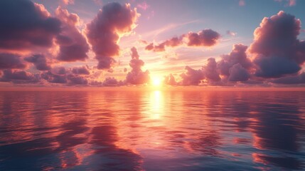 Sunset landscape reflection art