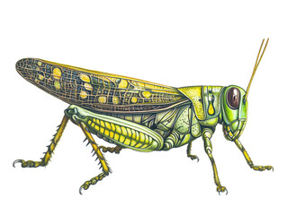 Isolated Colored Grasshopper