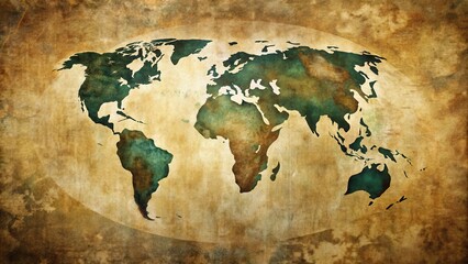 Antique World Map A Vintage Grunge Illustration of Global Connectivity and Exploration