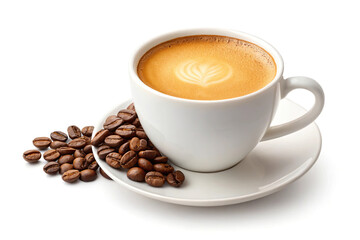 Latte Art: Aromatic Coffee Cup with Beans