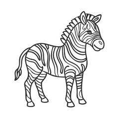 Obraz premium Standing zebra in cartoon outline style