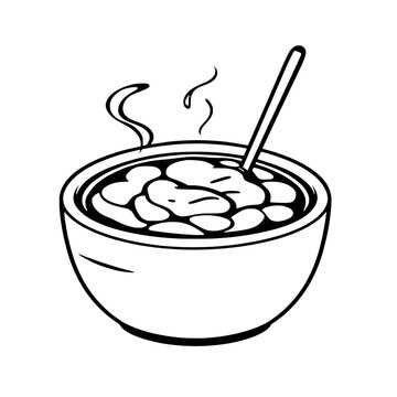 recommend clip art: Steaming Bowl of Hot Soup with Spoon Simple Line Art Design