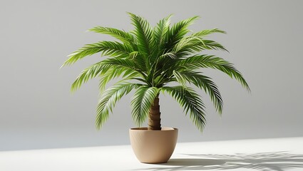 Obraz premium Realistic Illustration of a Potted Plant with Shadows on a White Background