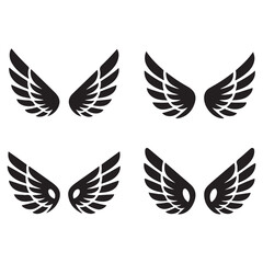 Set of wings icons. Wings badges. Collection wings badges. Vector illustration.Silhouette Vector Black. with white background
