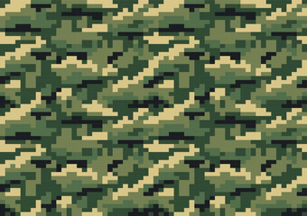 pixel camouflage pattern military background vector texture seamless jungle clothing green color