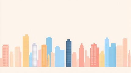 Obraz premium Pastel City Skyline, Soft colored cityscape illustration