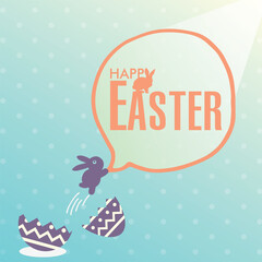 Happy Easter bunny with broken egg