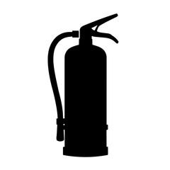 Minimalist black silhouette of a fire extinguisher representing fire safety