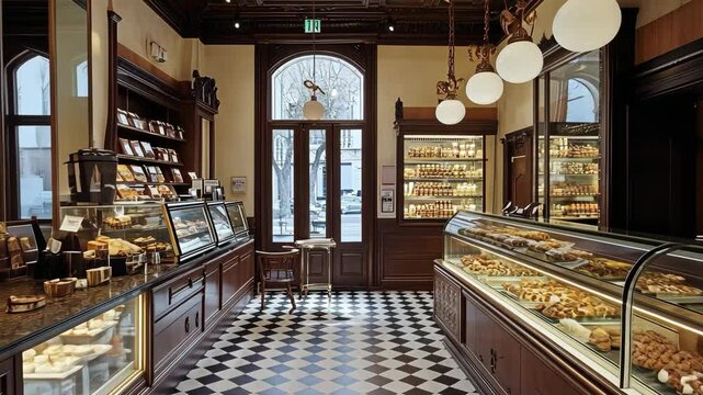 A gourmet chocolate shop with artisanal truffles and elegantly packaged confections digital