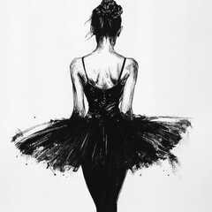 Fototapeta premium woman, beauty, ballerina, dance, flowers, dancer, draw, vector, fashion, silhouette, vector, model, hair, illustration, flower, people, body, person, design, glamour, lady, black, dress, art, floral, 