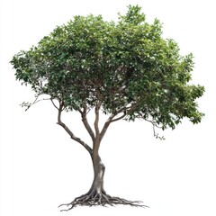 A tree with roots isolated silhouette outdoors.