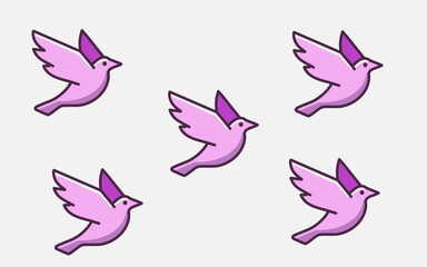 Obraz premium Pink Bird Group Vector Icons – Modern Flat Design Collection, Geometric Animal Illustration Set