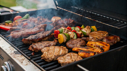 Delicious BBQ Variety Cooking on a Grill