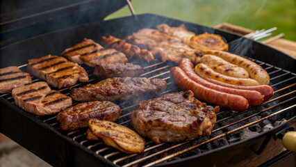 Delicious BBQ Variety Cooking on a Grill