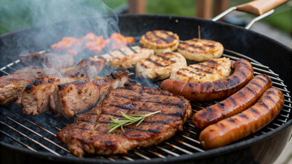 Delicious BBQ Variety Cooking on a Grill