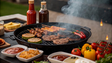 Delicious BBQ Variety Cooking on a Grill