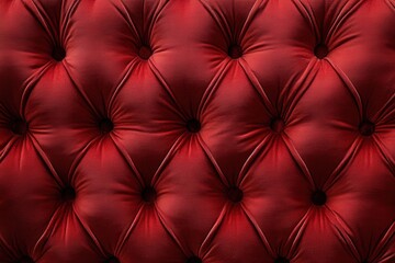 Fototapeta premium Close-up view of luxurious red tufted leather upholstery with a diamond pattern design.