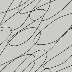 Vector scribble seamless pattern. Abstract elegant careless lines hand drawn contrast black and white illustration. Continued lines ink drawing style, energetic scratches, free hand