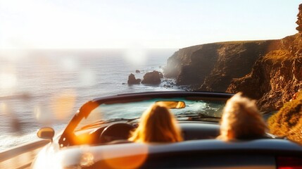 Scenic coastal road trip during sunset views