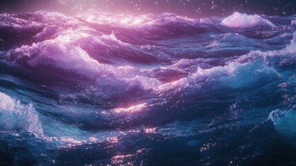Fototapeta premium Surreal Ocean Waves Under Starry Sky
