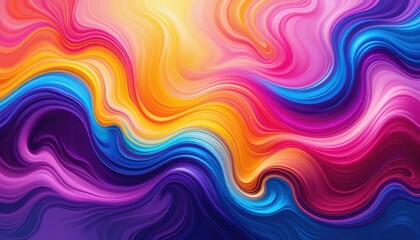 Obraz premium Colorful abstract waves digital art vivid patterns creative space vibrant concept