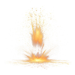 Obraz premium Gold firework explosion with upward trailing effects in dark background, png format
