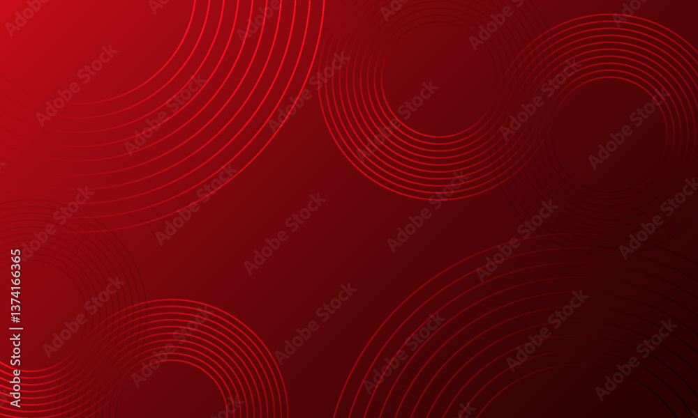Sticker abstract red background with red circles