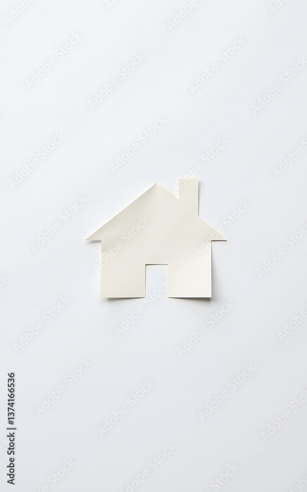 Poster Paper House Cutout Sits On A White Paper Background With A Simple And Recognizable Design Cre