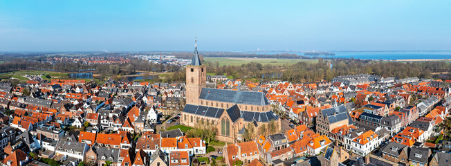Obraz premium Aerial panorama from the historical city Naarden in the Netherlands