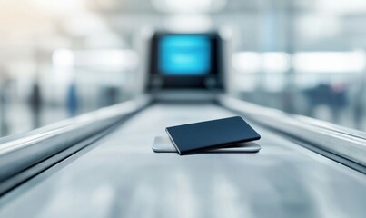 Sleek notebooks on a conveyor belt symbolize modern efficiency and movement forward in business.