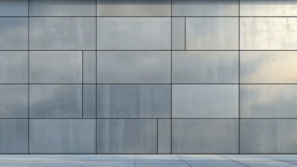 Modern industrial metal wall with geometric patterns for architectural design and background use