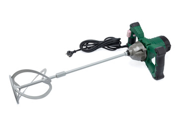 Electric drill mixer on white © deil82